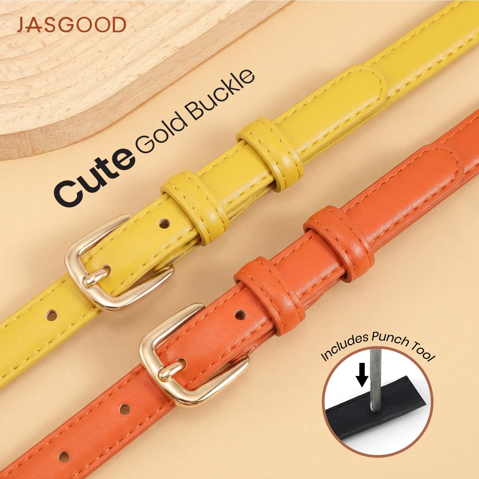 21 Colors Ladies Belt with Gold Buckle