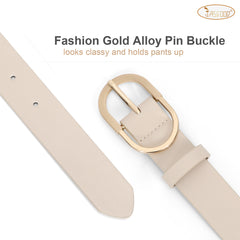 JASGOOD Women’s Leather Belts for Jeans Pants Plus Size Fashion Ladies Belt with Gold Buckle