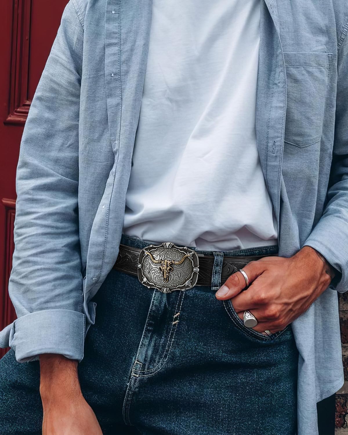 Western Sliding Belt As Gift | 2 Buckles + 1 Strap - JASGOOD OFFICIAL