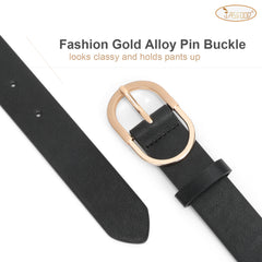 JASGOOD Women’s Leather Belts for Jeans Pants Plus Size Fashion Ladies Belt with Gold Buckle