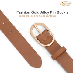 JASGOOD Women’s Leather Belts for Jeans Pants Plus Size Fashion Ladies Belt with Gold Buckle