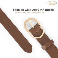 JASGOOD Women’s Leather Belts for Jeans Pants Plus Size Fashion Ladies Belt with Gold Buckle