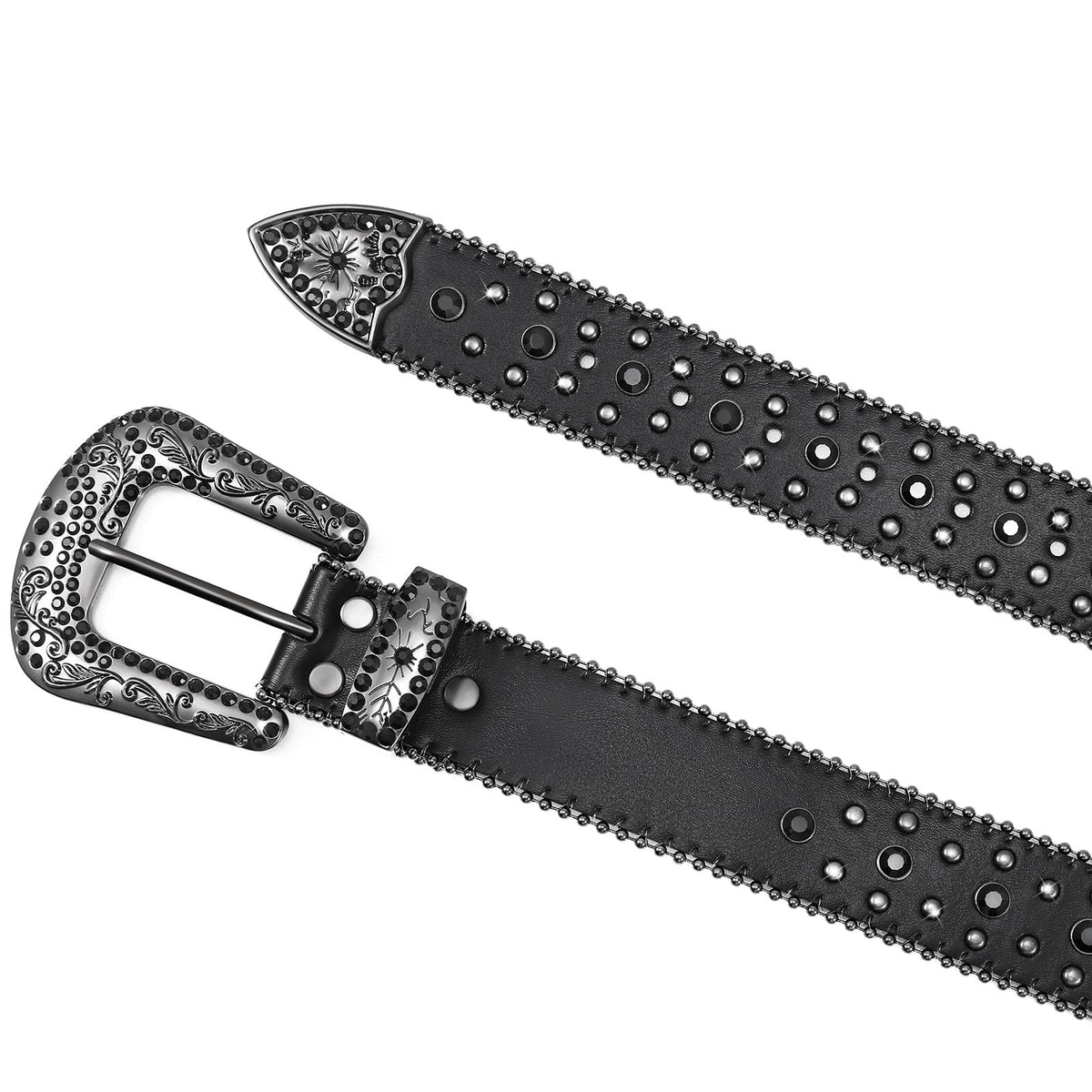 Rhinestone Studded Belt With Cross Crown - JASGOOD OFFICIAL
