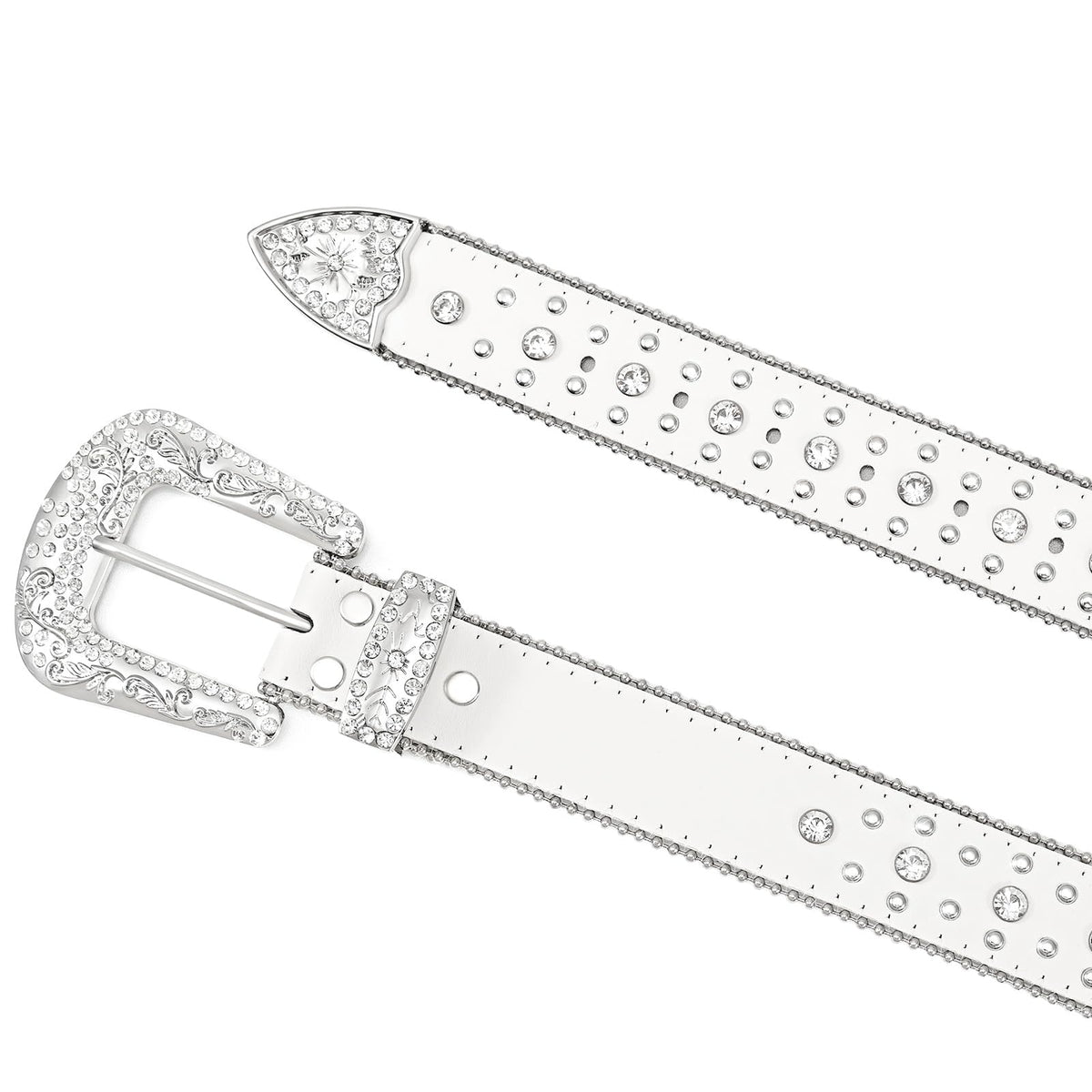 Rhinestone Studded Belt With Cross Crown - JASGOOD OFFICIAL