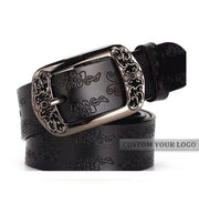 Copy of JASGOOD 1 Pack Black Flower Pattern Design Faux Leather Zinc Alloy Pin Buckle Women Belt For Jeans
