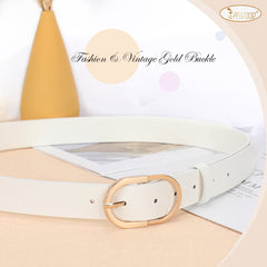 JASGOOD Women’s Leather Belts for Jeans Pants Plus Size Fashion Ladies Belt with Gold Buckle