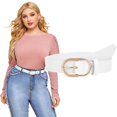 JASGOOD Women’s Leather Belts for Jeans Pants Plus Size Fashion Ladies Belt with Gold Buckle