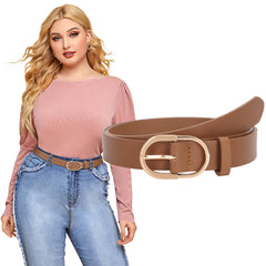 JASGOOD Women’s Leather Belts for Jeans Pants Plus Size Fashion Ladies Belt with Gold Buckle