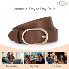 JASGOOD Women’s Leather Belts for Jeans Pants Plus Size Fashion Ladies Belt with Gold Buckle