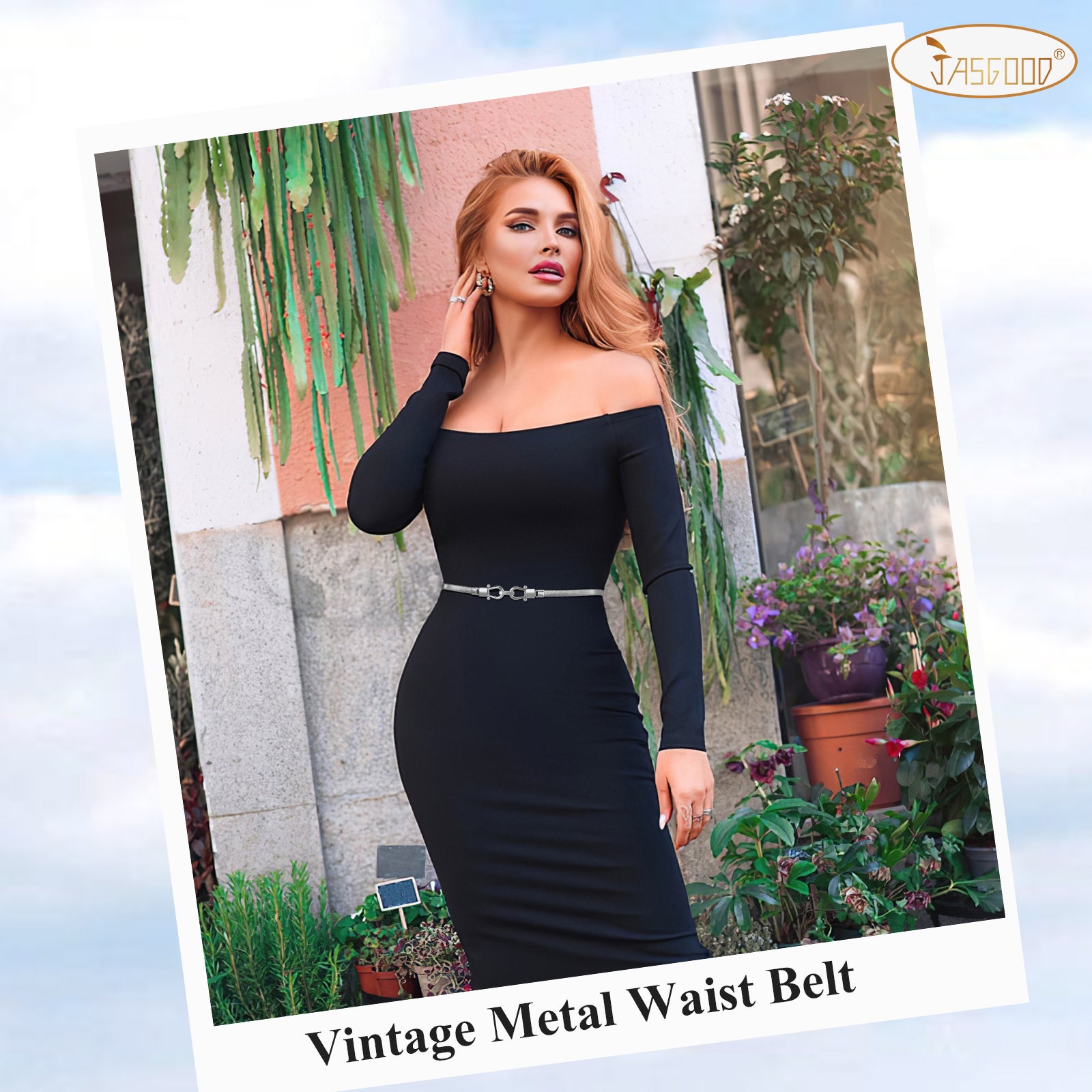 JASGOOD Skinny Metal Waist Belt for Dress Fashion Waistband Elastic Metal Chain Belt - JASGOOD OFFICIAL