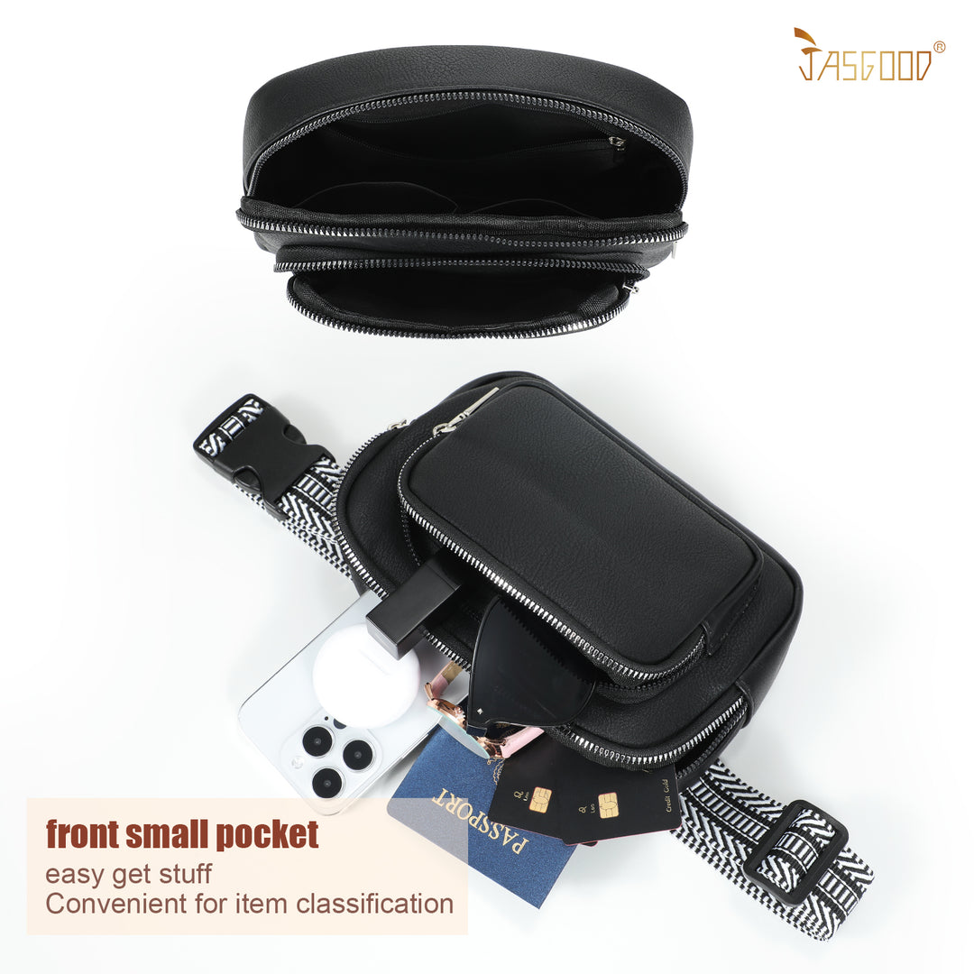 JASGOOD Leather Belt Bag for Women, Crossbody Waist Bag with