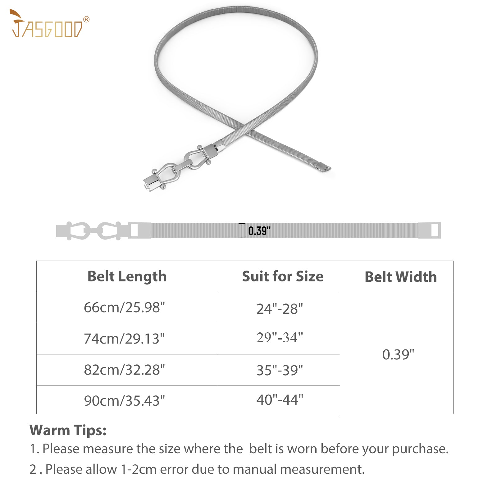 JASGOOD Skinny Metal Waist Belt for Dress Fashion Waistband Elastic Metal Chain Belt - JASGOOD OFFICIAL