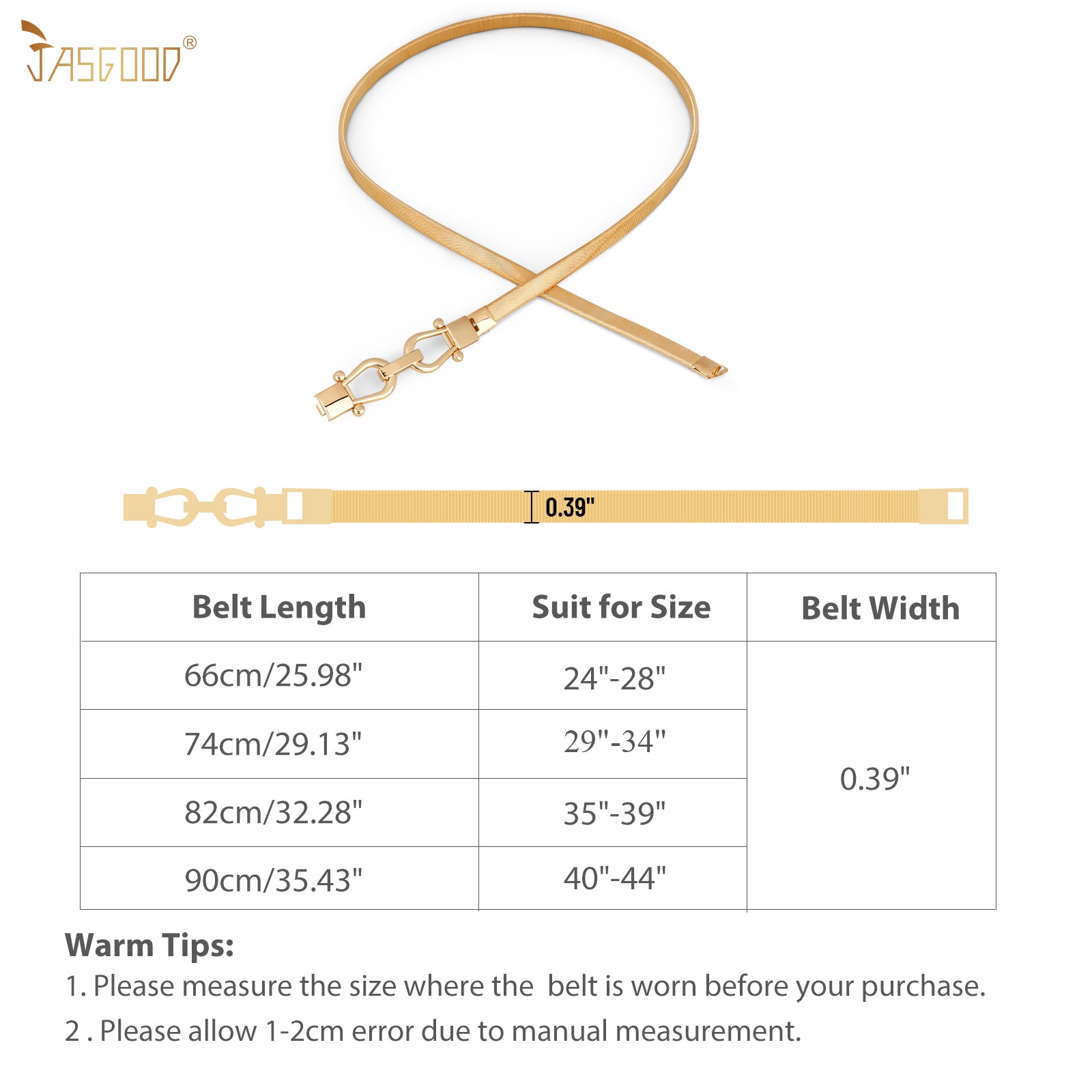 JASGOOD Skinny Metal Waist Belt for Dress Fashion Waistband Elastic Metal Chain Belt - JASGOOD OFFICIAL