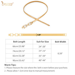 JASGOOD Skinny Metal Waist Belt for Dress Fashion Waistband Elastic Metal Chain Belt