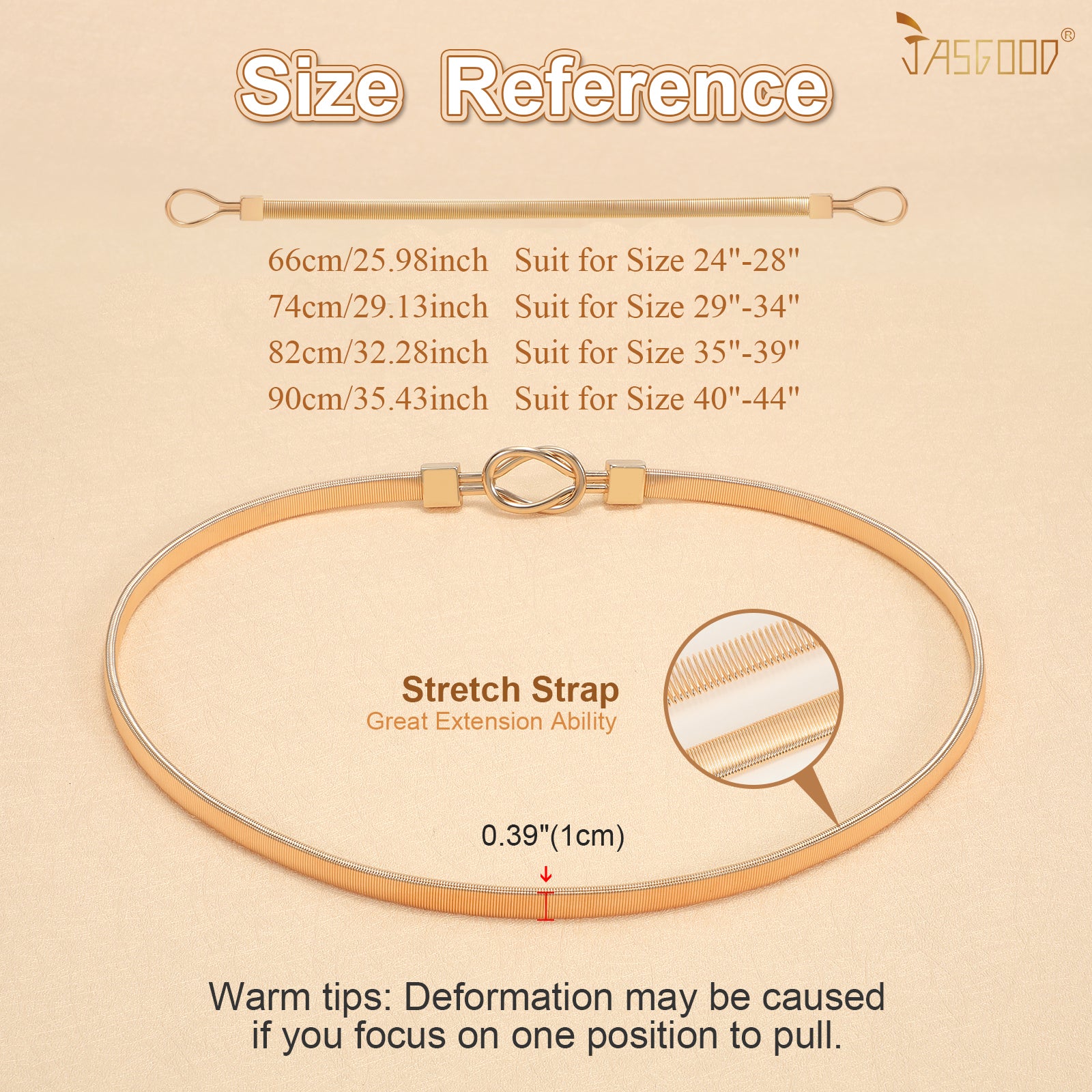 JASGOOD Skinny Metal Waist Belt for Dress Fashion Waistband Elastic Metal Chain Belt - JASGOOD OFFICIAL