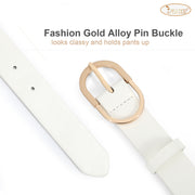 JASGOOD Women’s Leather Belts for Jeans Pants Plus Size Fashion Ladies Belt with Gold Buckle