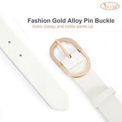 JASGOOD Women’s Leather Belts for Jeans Pants Plus Size Fashion Ladies Belt with Gold Buckle