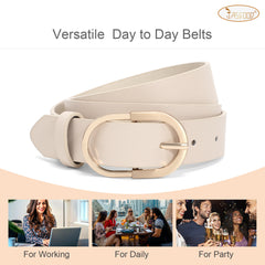 JASGOOD Women’s Leather Belts for Jeans Pants Plus Size Fashion Ladies Belt with Gold Buckle