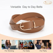 JASGOOD 3 Pack Women’s Leather Belts for Jeans Pants Fashion Ladies Belt with Gold Buckle