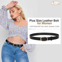 JASGOOD Women’s Leather Belts for Jeans Pants Plus Size Fashion Ladies Belt with Gold Buckle