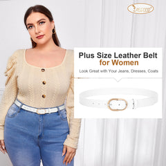 JASGOOD Women’s Leather Belts for Jeans Pants Plus Size Fashion Ladies Belt with Gold Buckle