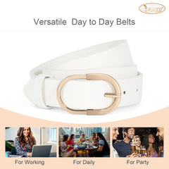 JASGOOD Women’s Leather Belts for Jeans Pants Plus Size Fashion Ladies Belt with Gold Buckle