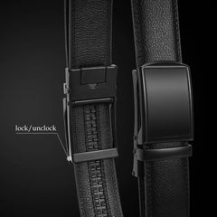 Men's Ratchet Belt for Dress 2Pack Slid Leather Belt with Automatic Click Buckle