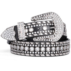 Rhinestone Belt for Men Women SUOSDEY Western Cowboy Cowgirl Bling Studded Leather Belt for Jeans Pants