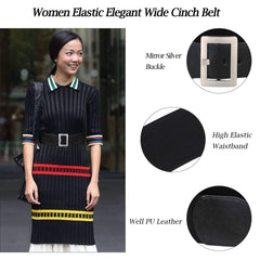 Women Wide Cinch Waist Belt Ladies Fashion Belt for Dresses with Metal Buckle - JASGOOD OFFICIAL