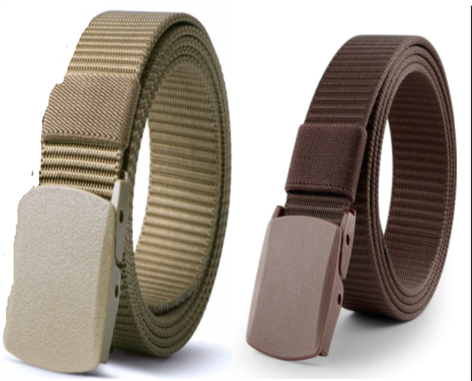 Nylon Military Tactical Belt 2 Pack Webbing Canvas Outdoor Web Belt With Plastic Buckle 