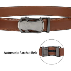 Men's Ratchet Belt for Dress 2Pack Slid Leather Belt with Automatic Click Buckle