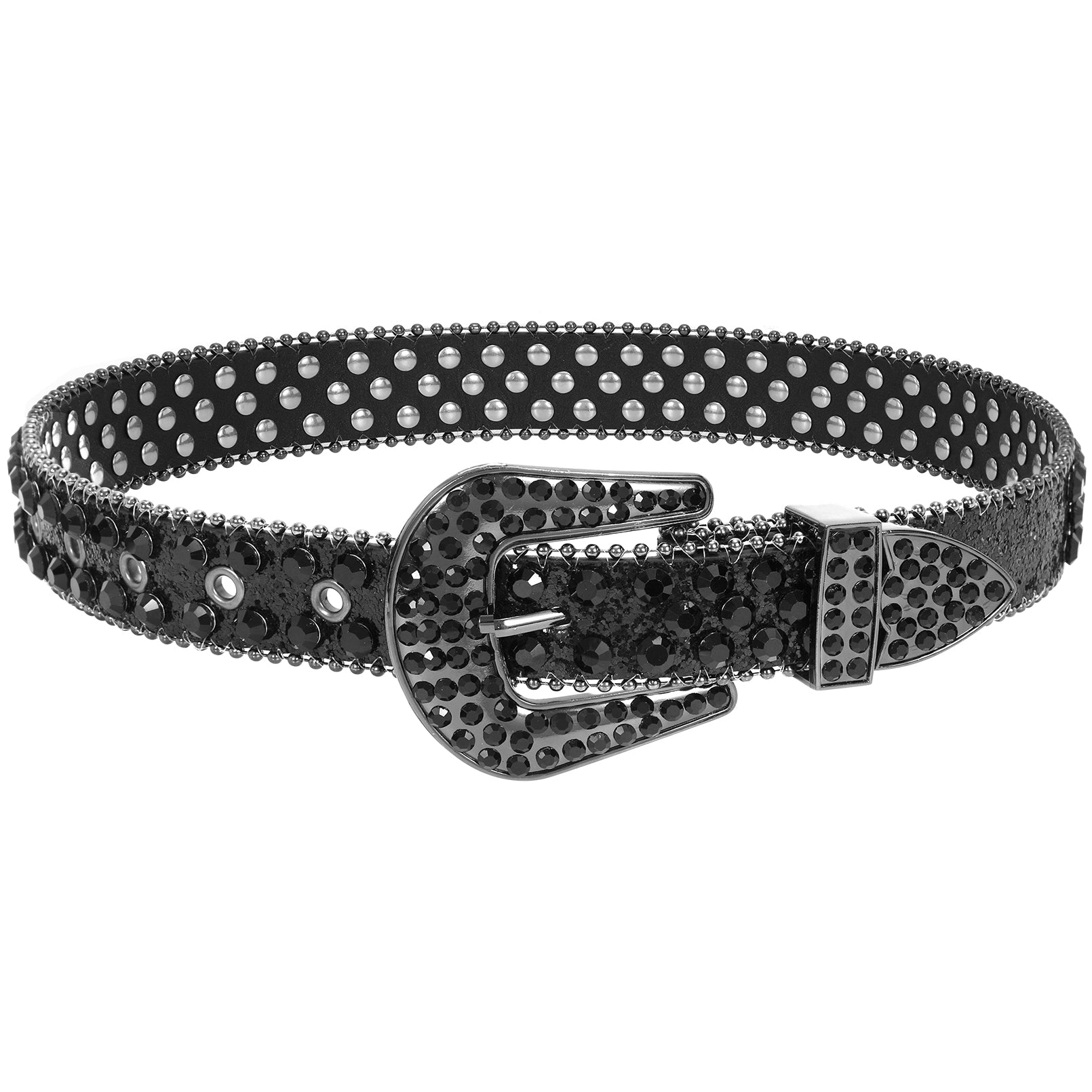 Kids Fashion Rhinestone Shiny Crystal Studded Leather Belts - JASGOOD OFFICIAL