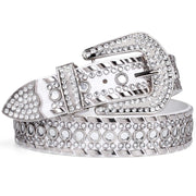 Rhinestone Belt for Men Women SUOSDEY Western Cowboy Cowgirl Bling Studded Leather Belt for Jeans Pants