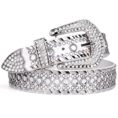 Rhinestone Belt for Men Women SUOSDEY Western Cowboy Cowgirl Bling Studded Leather Belt for Jeans Pants