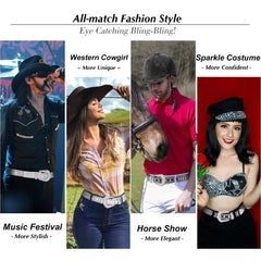 Rhinestone Belt for Men Women SUOSDEY Western Cowboy Cowgirl Bling Studded Leather Belt for Jeans Pants