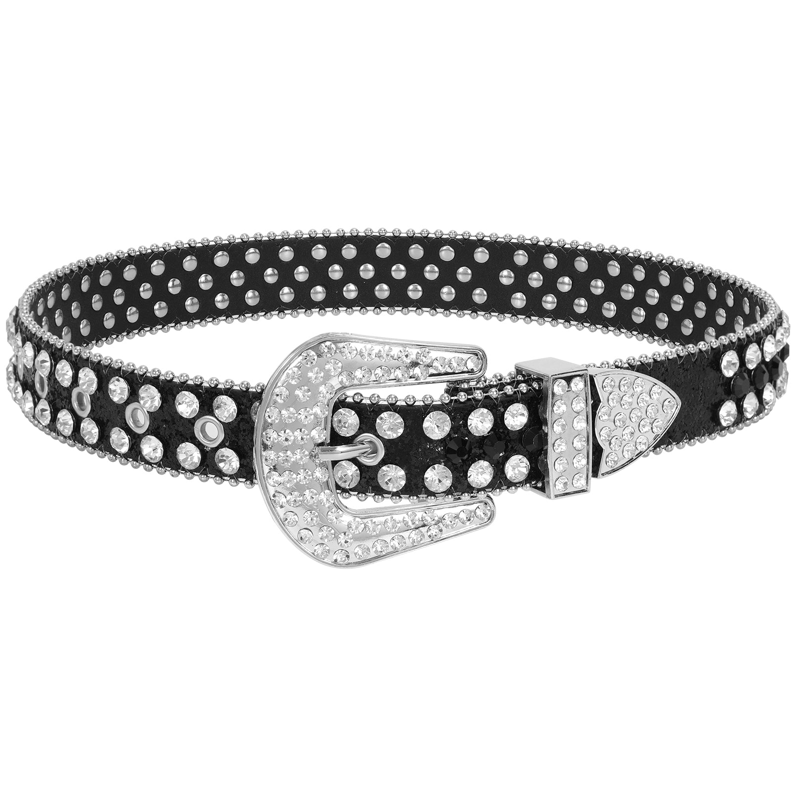 Kids Fashion Rhinestone Shiny Crystal Studded Leather Belts - JASGOOD OFFICIAL