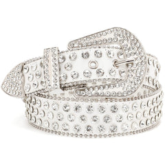Rhinestone Belt for Men Women SUOSDEY Western Cowboy Cowgirl Bling Studded Leather Belt for Jeans Pants
