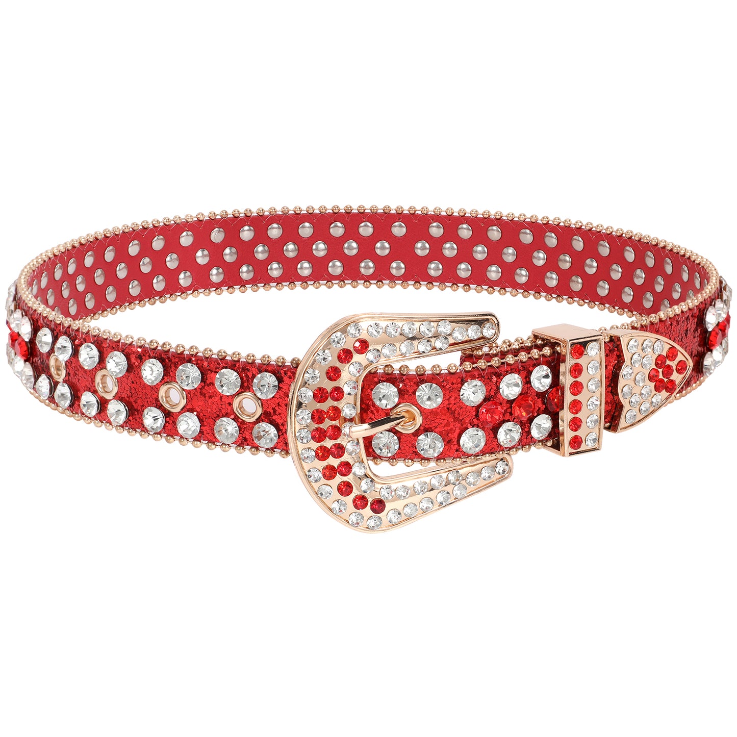 Kids Fashion Rhinestone Shiny Crystal Studded Leather Belts