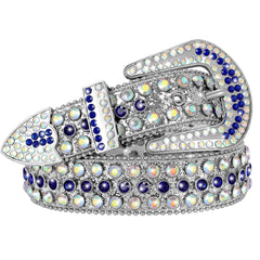 Men Women Fashion Rhinestone Belt SUOSDEY Western Cowgirl Bling Studded Design Leather Diamond Belt for Jeans Dress
