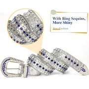 Men Women Fashion Rhinestone Belt SUOSDEY Western Cowgirl Bling Studded Design Leather Diamond Belt for Jeans Dress