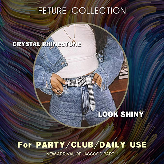 JASGOOD Women Crystal Rhinestone Chain Waist Belt Sparkle Waistband Waist Chain for Party Club 