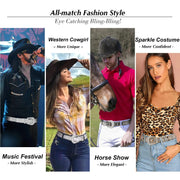 Rhinestone Belt for Men Women Western Cowboy Cowgirl Bling Studded Leather Belt for Jeans Pants