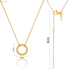 JASGOOD Necklace for Women Dainty Handmade 14K Gold Hammered Curved Open Circle Pendant Chain - JASGOOD OFFICIAL