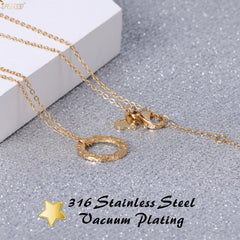 JASGOOD Necklace for Women Dainty Handmade 14K Gold Hammered Curved Open Circle Pendant Chain - JASGOOD OFFICIAL