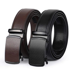 Men's Ratchet Belt for Dress 2Pack Slid Leather Belt with Automatic Click Buckle