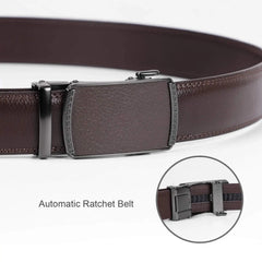 Men's Ratchet Belt for Dress 2Pack Slid Leather Belt with Automatic Click Buckle