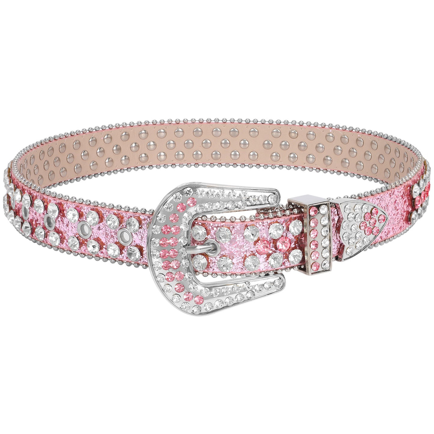 Kids Fashion Rhinestone Shiny Crystal Studded Leather Belts