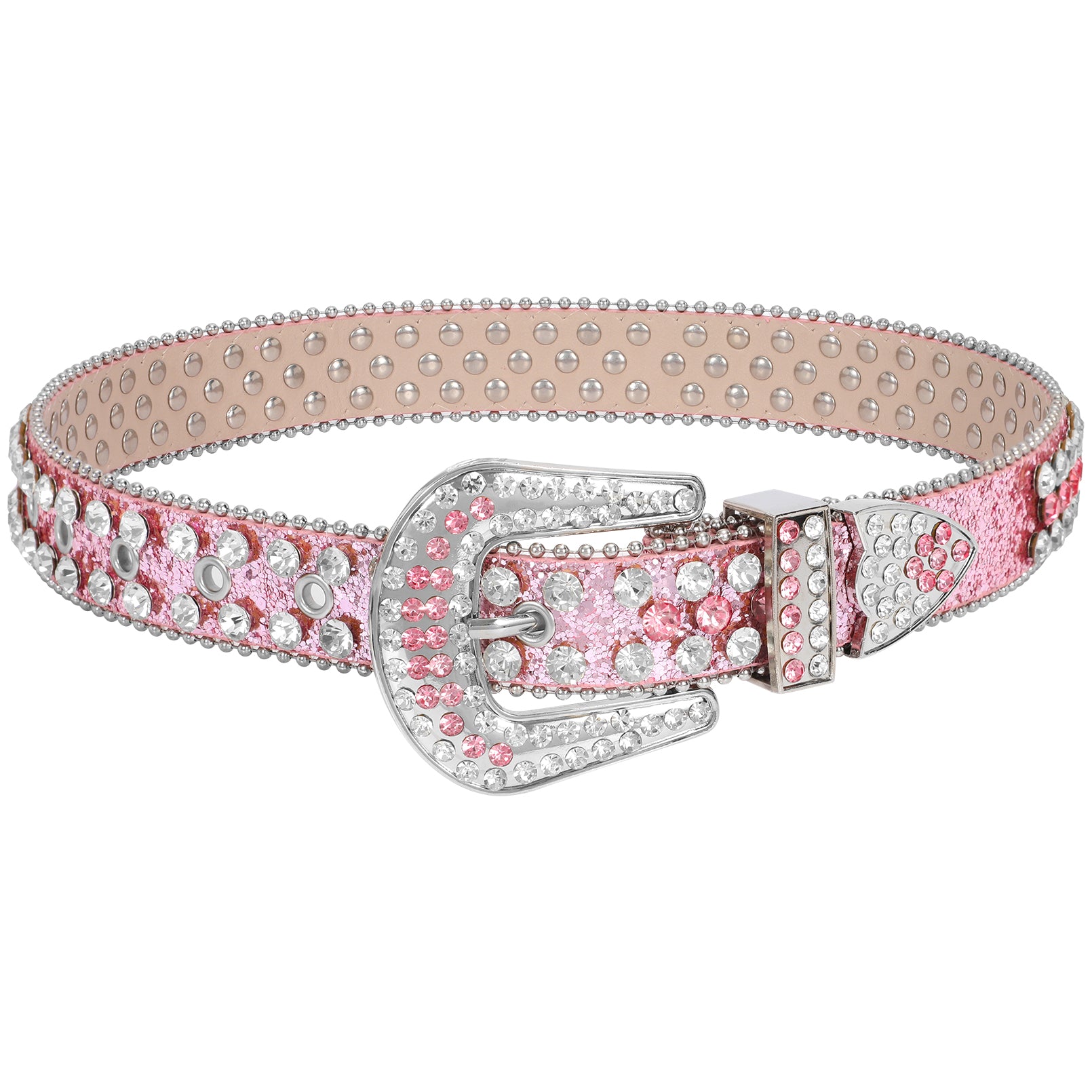 Kids Fashion Rhinestone Shiny Crystal Studded Leather Belts - JASGOOD OFFICIAL
