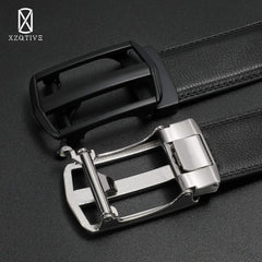 Men's Ratchet Belt for Dress 2Pack Slid Leather Belt with Automatic Click Buckle