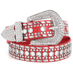 Rhinestone Belt for Men Women SUOSDEY Western Cowboy Cowgirl Bling Studded Leather Belt for Jeans Pants
